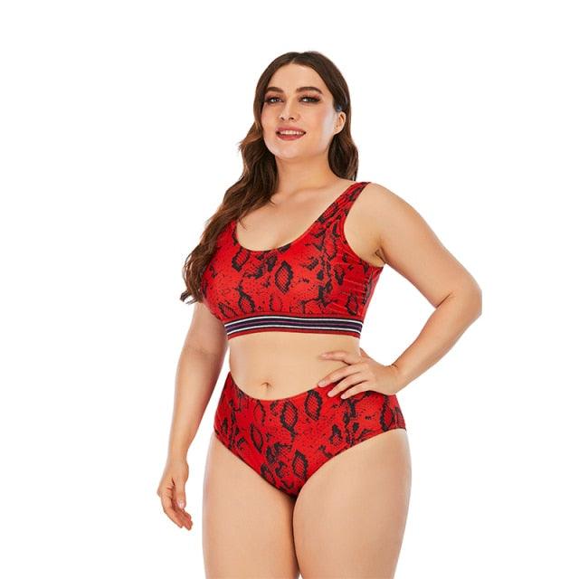 Striped Plus Size Women 2 Pieces Bikini Women's Plus Size Bathing Suits Two Piece High Cut Bikini Sets Waist Swimsuits Swimwear Large Size Swimsuit Off Shoulder High Waist Bathing Suit High Cut Swimwear Stevvex