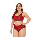 Striped Plus Size Women 2 Pieces Bikini Women's Plus Size Bathing Suits Two Piece High Cut Bikini Sets Waist Swimsuits Swimwear Large Size Swimsuit Off Shoulder High Waist Bathing Suit High Cut Swimwear Stevvex
