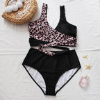 Striped Plus Size Women 2 Pieces Bikini Women's Plus Size Bathing Suits Two Piece High Cut Bikini Sets Waist Swimsuits Swimwear Large Size Swimsuit Off Shoulder High Waist Bathing Suit High Cut Swimwear Stevvex