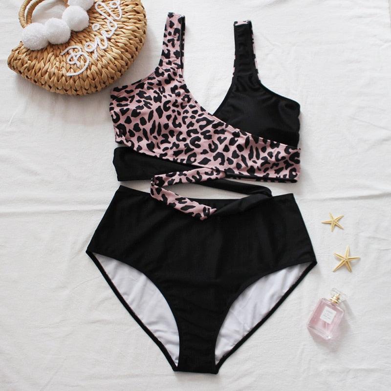 Striped Plus Size Women 2 Pieces Bikini Women's Plus Size Bathing Suits Two Piece High Cut Bikini Sets Waist Swimsuits Swimwear Large Size Swimsuit Off Shoulder High Waist Bathing Suit High Cut Swimwear Stevvex