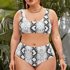 Striped Plus Size Women 2 Pieces Bikini Women's Plus Size Bathing Suits Two Piece High Cut Bikini Sets Waist Swimsuits Swimwear Large Size Swimsuit Off Shoulder High Waist Bathing Suit High Cut Swimwear Stevvex