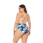 Striped Plus Size Women 2 Pieces Bikini Women's Plus Size Bathing Suits Two Piece High Cut Bikini Sets Waist Swimsuits Swimwear Large Size Swimsuit Off Shoulder High Waist Bathing Suit High Cut Swimwear Stevvex