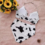 Striped Plus Size Women 2 Pieces Bikini Women's Plus Size Bathing Suits Two Piece High Cut Bikini Sets Waist Swimsuits Swimwear Large Size Swimsuit Off Shoulder High Waist Bathing Suit High Cut Swimwear Stevvex