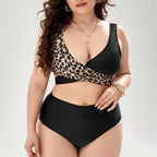 Striped Plus Size Women 2 Pieces Bikini Women's Plus Size Bathing Suits Two Piece High Cut Bikini Sets Waist Swimsuits Swimwear Large Size Swimsuit Off Shoulder High Waist Bathing Suit High Cut Swimwear Stevvex