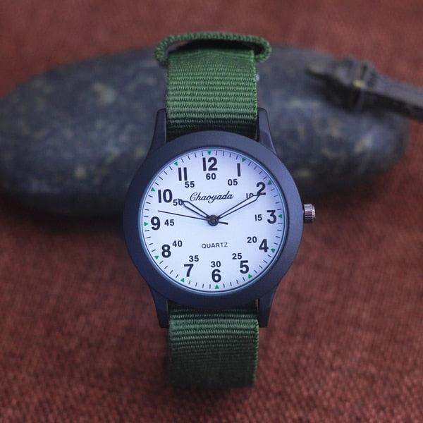 Students Learning Time Quartz Watches Girls Water Resistant Gifts Clock Kids Canvas Fashion Wristwatches Dark Watches For Men Waterproof  Field Outdoor Sport Mens Wristwatch With Nylon Band Stevvex