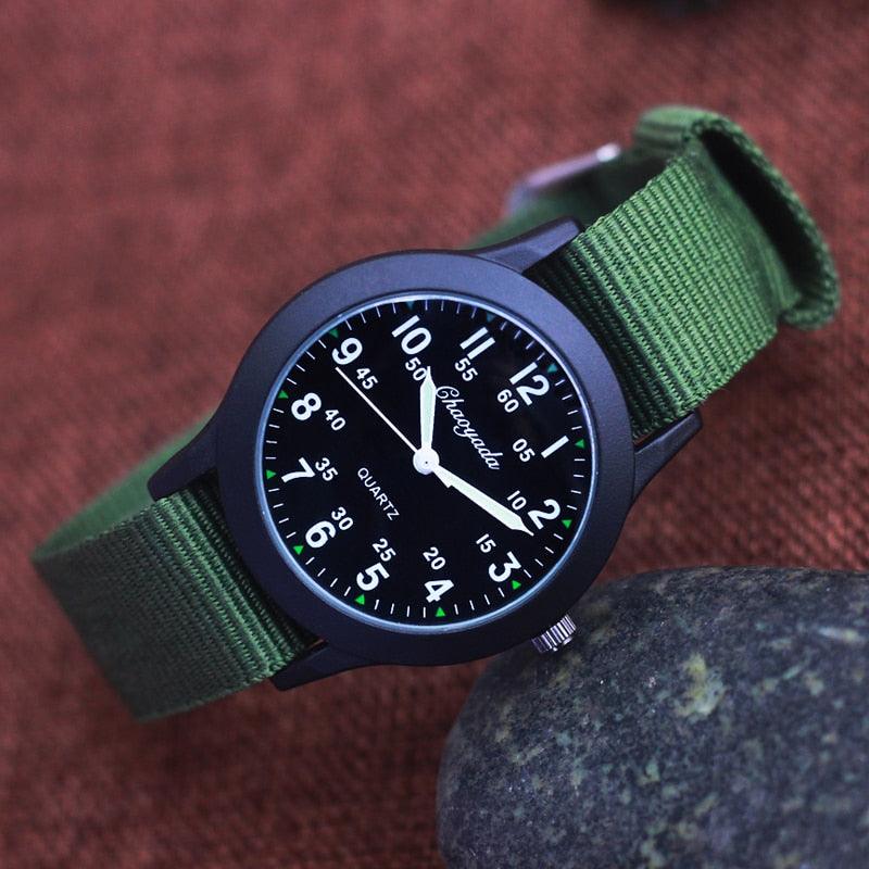 Students Learning Time Quartz Watches Girls Water Resistant Gifts Clock Kids Canvas Fashion Wristwatches Dark Watches For Men Waterproof  Field Outdoor Sport Mens Wristwatch With Nylon Band Stevvex