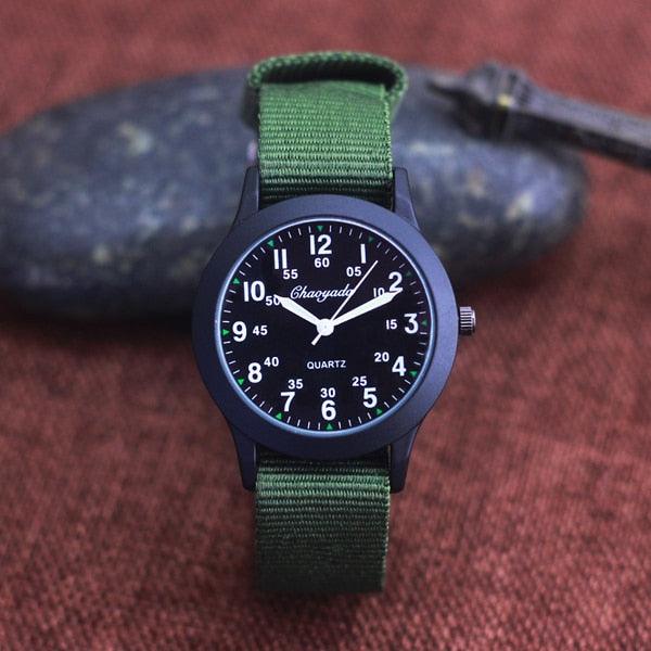 Students Learning Time Quartz Watches Girls Water Resistant Gifts Clock Kids Canvas Fashion Wristwatches Dark Watches For Men Waterproof  Field Outdoor Sport Mens Wristwatch With Nylon Band Stevvex