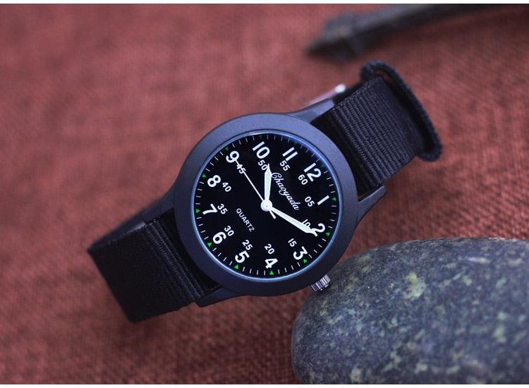 Students Learning Time Quartz Watches Girls Water Resistant Gifts Clock Kids Canvas Fashion Wristwatches Dark Watches For Men Waterproof  Field Outdoor Sport Mens Wristwatch With Nylon Band Stevvex