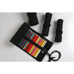 Students Roll Design Black Color Pencil Retro Canvas Wrap Up Pencil Case High Quality Stationary Pouch Stevvex