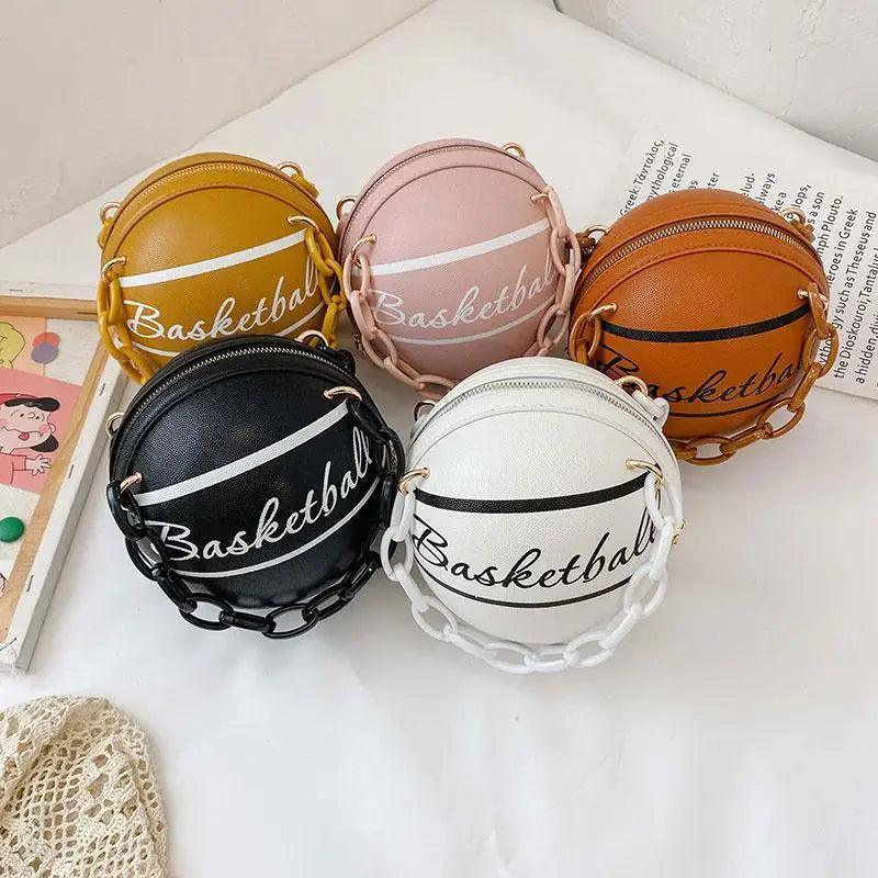 Stunning Ball Purses For Teenagers And Women Stylish Shoulder Bags, Crossbody Chain Hand Bags Personalit Leather Pink Basketball Bag For Females Stevvex