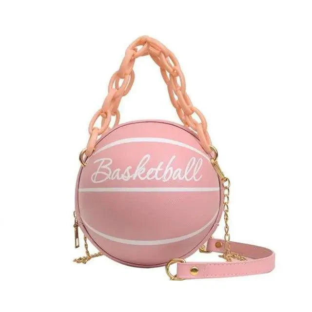 Stunning Ball Purses For Teenagers And Women Stylish Shoulder Bags, Crossbody Chain Hand Bags Personalit Leather Pink Basketball Bag For Females Stevvex