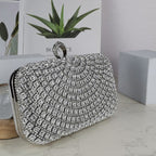 Stunning Crystal-Front Glitter-Back Clutch – Trendy Square Evening Bag for Parties & Galas (MAC275)