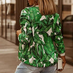 Stunning Flower Print Long Sleeve Women's Bomber Jacket Fashionable Zipper Up Vintage Coat Tops Elegant Slim Basic Ladies Jackets Outwear Stevvex