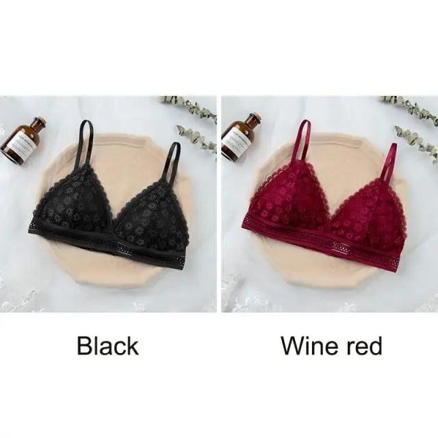 Stunning Hot Look Women's Lace Bra No Steel Ring Beauty Back comfor Wrapped Chest Comfortable Daisy Brassiere Stretch Triangle Cup Padded Underwear 1/2Pcs Stevvex