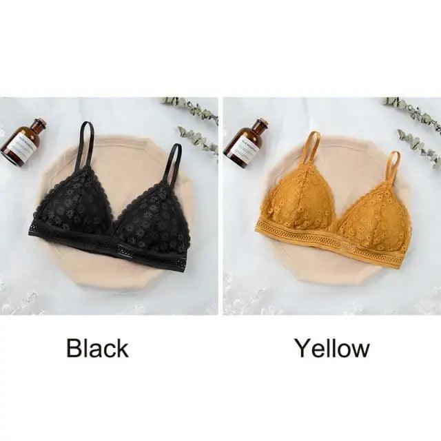 Stunning Hot Look Women's Lace Bra No Steel Ring Beauty Back comfor Wrapped Chest Comfortable Daisy Brassiere Stretch Triangle Cup Padded Underwear 1/2Pcs Stevvex