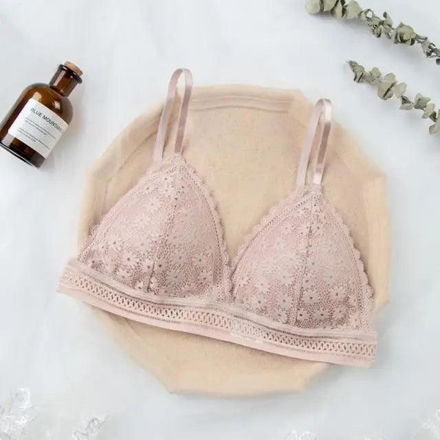 Stunning Hot Look Women's Lace Bra No Steel Ring Beauty Back comfor Wrapped Chest Comfortable Daisy Brassiere Stretch Triangle Cup Padded Underwear 1/2Pcs Stevvex