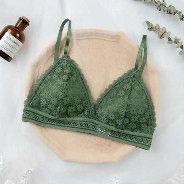 Stunning Hot Look Women's Lace Bra No Steel Ring Beauty Back comfor Wrapped Chest Comfortable Daisy Brassiere Stretch Triangle Cup Padded Underwear 1/2Pcs Stevvex