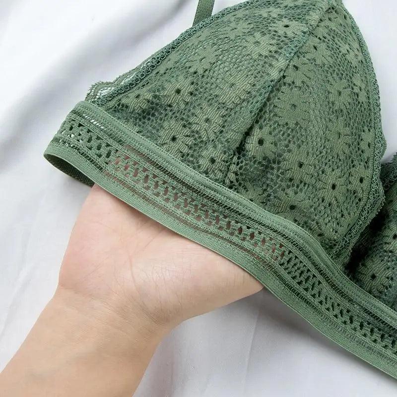 Stunning Hot Look Women's Lace Bra No Steel Ring Beauty Back comfor Wrapped Chest Comfortable Daisy Brassiere Stretch Triangle Cup Padded Underwear 1/2Pcs Stevvex
