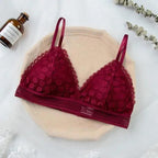 Stunning Hot Look Women's Lace Bra No Steel Ring Beauty Back comfor Wrapped Chest Comfortable Daisy Brassiere Stretch Triangle Cup Padded Underwear 1/2Pcs Stevvex