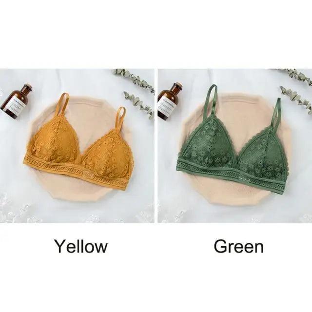 Stunning Hot Look Women's Lace Bra No Steel Ring Beauty Back comfor Wrapped Chest Comfortable Daisy Brassiere Stretch Triangle Cup Padded Underwear 1/2Pcs Stevvex