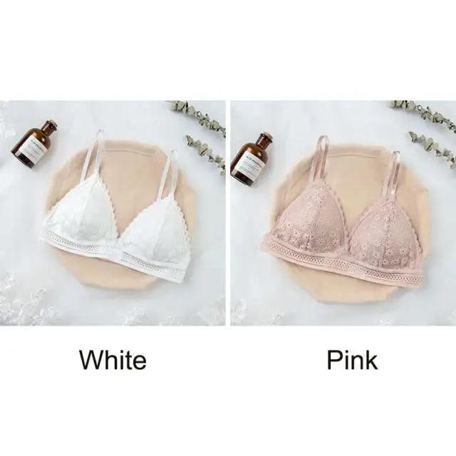 Stunning Hot Look Women's Lace Bra No Steel Ring Beauty Back comfor Wrapped Chest Comfortable Daisy Brassiere Stretch Triangle Cup Padded Underwear 1/2Pcs Stevvex