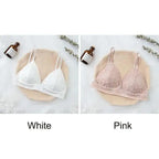 Stunning Hot Look Women's Lace Bra No Steel Ring Beauty Back comfor Wrapped Chest Comfortable Daisy Brassiere Stretch Triangle Cup Padded Underwear 1/2Pcs Stevvex