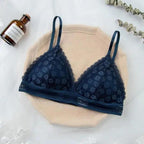 Stunning Hot Look Women's Lace Bra No Steel Ring Beauty Back comfor Wrapped Chest Comfortable Daisy Brassiere Stretch Triangle Cup Padded Underwear 1/2Pcs Stevvex