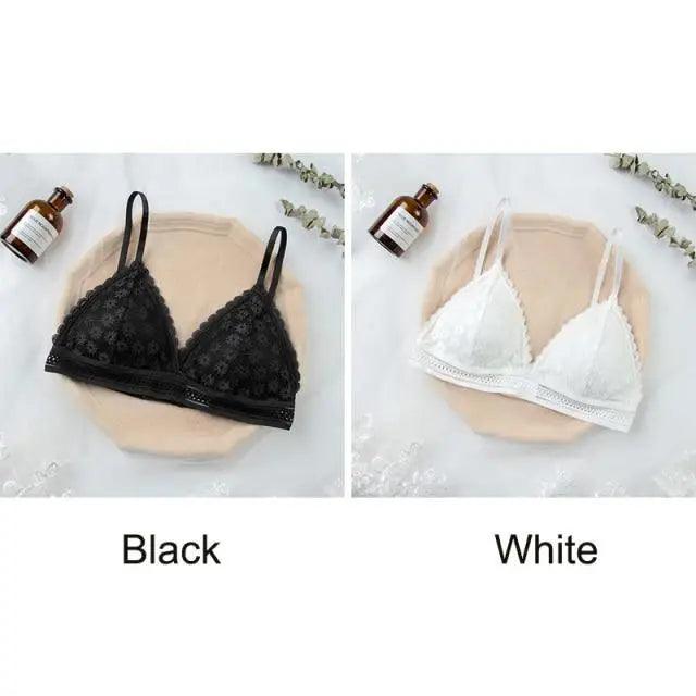 Stunning Hot Look Women's Lace Bra No Steel Ring Beauty Back comfor Wrapped Chest Comfortable Daisy Brassiere Stretch Triangle Cup Padded Underwear 1/2Pcs Stevvex
