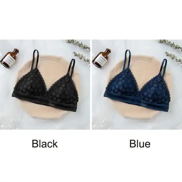 Stunning Hot Look Women's Lace Bra No Steel Ring Beauty Back comfor Wrapped Chest Comfortable Daisy Brassiere Stretch Triangle Cup Padded Underwear 1/2Pcs Stevvex