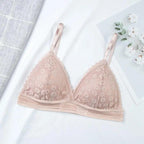 Stunning Hot Look Women's Lace Bra No Steel Ring Beauty Back comfor Wrapped Chest Comfortable Daisy Brassiere Stretch Triangle Cup Padded Underwear 1/2Pcs Stevvex