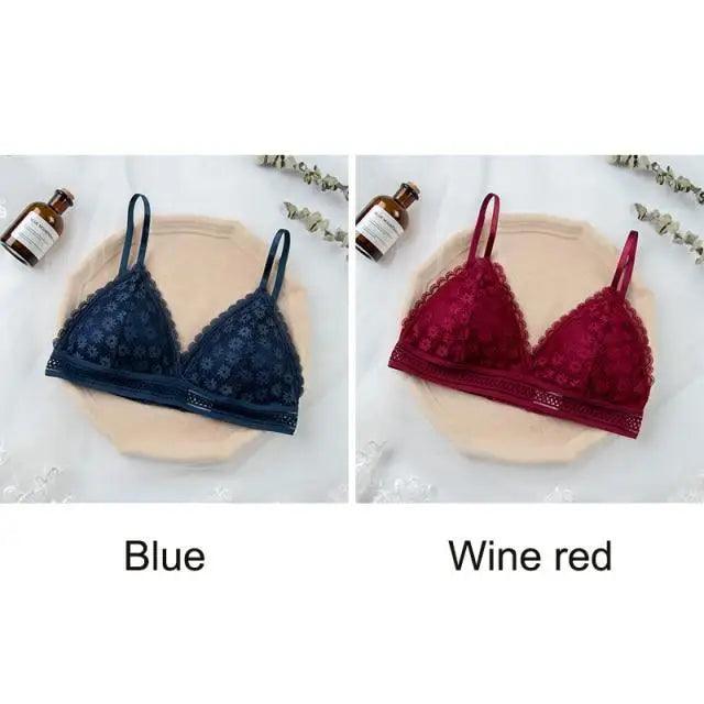 Stunning Hot Look Women's Lace Bra No Steel Ring Beauty Back comfor Wrapped Chest Comfortable Daisy Brassiere Stretch Triangle Cup Padded Underwear 1/2Pcs Stevvex