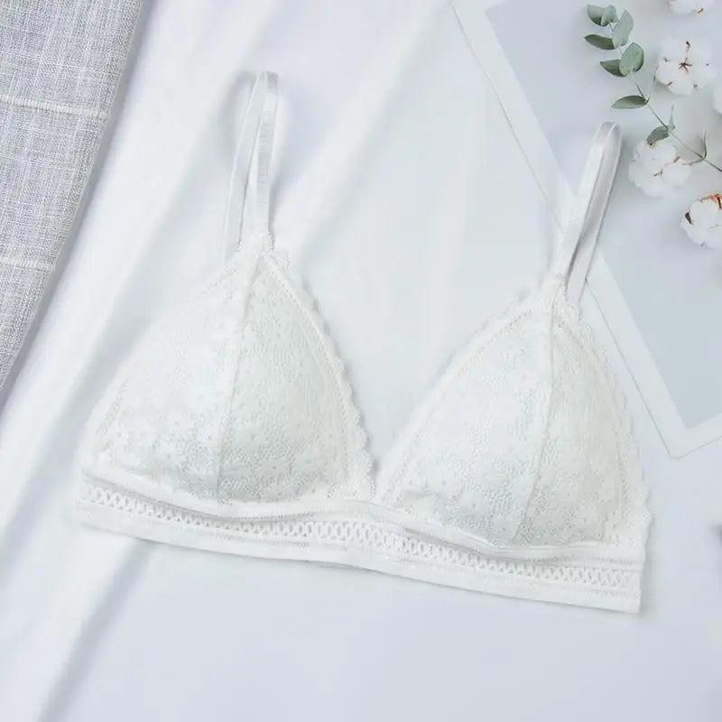 Stunning Hot Look Women's Lace Bra No Steel Ring Beauty Back comfor Wrapped Chest Comfortable Daisy Brassiere Stretch Triangle Cup Padded Underwear 1/2Pcs Stevvex