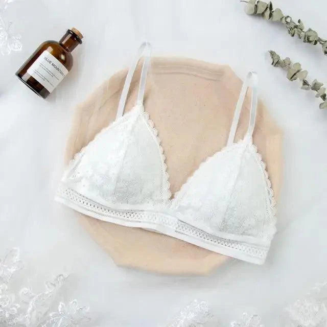 Stunning Hot Look Women's Lace Bra No Steel Ring Beauty Back comfor Wrapped Chest Comfortable Daisy Brassiere Stretch Triangle Cup Padded Underwear 1/2Pcs Stevvex