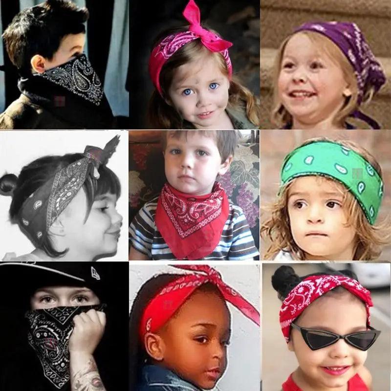 Stunning Print Bandana Hair Bands For Girls ,Women And Kids Unisex Square Scarf Turban Headband Hair Accessories Stevvex