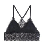 Stunning Women's French Style Lace Bra Girls Triangle Cup Lingerie With Deep V Wireless Underwear Soft Thin Seamless Bra Stevvex