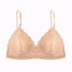 Stunning Women's French Style Lace Bra Girls Triangle Cup Lingerie With Deep V Wireless Underwear Soft Thin Seamless Bra Stevvex