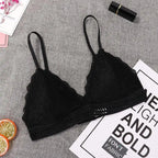 Stunning Women's French Style Lace Bra Girls Triangle Cup Lingerie With Deep V Wireless Underwear Soft Thin Seamless Bra Stevvex