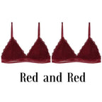 Stunning Women's French Style Lace Bra Girls Triangle Cup Lingerie With Deep V Wireless Underwear Soft Thin Seamless Bra Stevvex