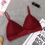 Stunning Women's French Style Lace Bra Girls Triangle Cup Lingerie With Deep V Wireless Underwear Soft Thin Seamless Bra Stevvex