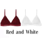 Stunning Women's French Style Lace Bra Girls Triangle Cup Lingerie With Deep V Wireless Underwear Soft Thin Seamless Bra Stevvex