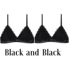 Stunning Women's French Style Lace Bra Girls Triangle Cup Lingerie With Deep V Wireless Underwear Soft Thin Seamless Bra Stevvex