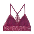 Stunning Women's French Style Lace Bra Girls Triangle Cup Lingerie With Deep V Wireless Underwear Soft Thin Seamless Bra Stevvex