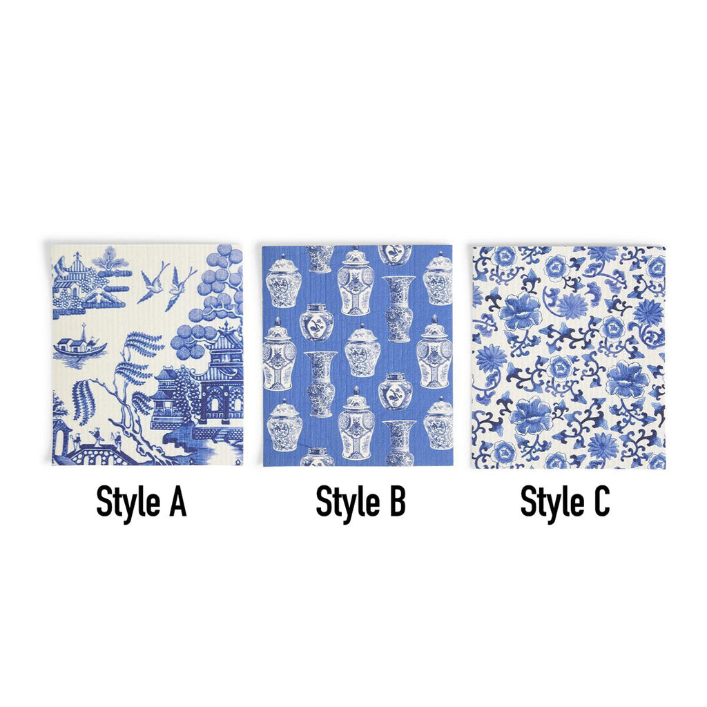 Chinoiserie Eco Kitchen Cloths - Biodegradable Cellulose Cotton, 3 Designs BandsCo Straps