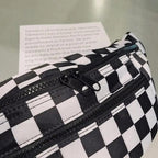 Stylish And Fashionable Fanny Bag For Women Rave Festival Bum Travel Waist Pack Black And White Checkered Stevvex