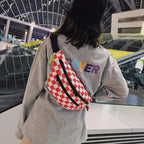 Stylish And Fashionable Fanny Bag For Women Rave Festival Bum Travel Waist Pack Black And White Checkered Stevvex