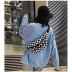 Stylish And Fashionable Fanny Bag For Women Rave Festival Bum Travel Waist Pack Black And White Checkered Stevvex