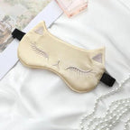 Stylish Cat Eye And Ear Design Pure Silk Double-side Shading Eyeshade Sleeping Eye Mask Blindfolds Eyeshade Health Sleep Shield Light Stevvex