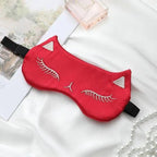 Stylish Cat Eye And Ear Design Pure Silk Double-side Shading Eyeshade Sleeping Eye Mask Blindfolds Eyeshade Health Sleep Shield Light Stevvex