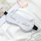 Stylish Cat Eye And Ear Design Pure Silk Double-side Shading Eyeshade Sleeping Eye Mask Blindfolds Eyeshade Health Sleep Shield Light Stevvex