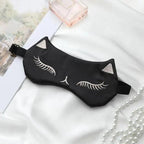 Stylish Cat Eye And Ear Design Pure Silk Double-side Shading Eyeshade Sleeping Eye Mask Blindfolds Eyeshade Health Sleep Shield Light Stevvex